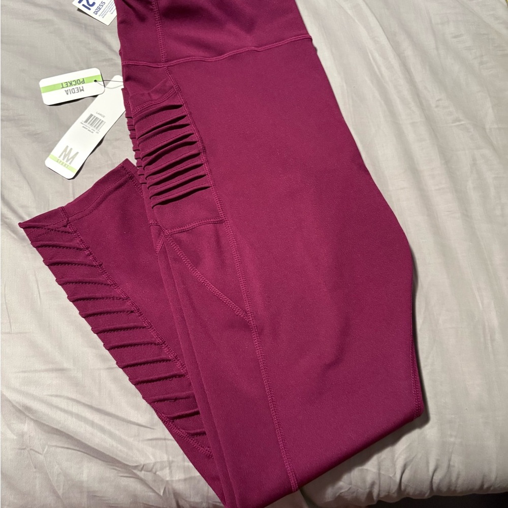Burgundy Leggings with Side Cutouts